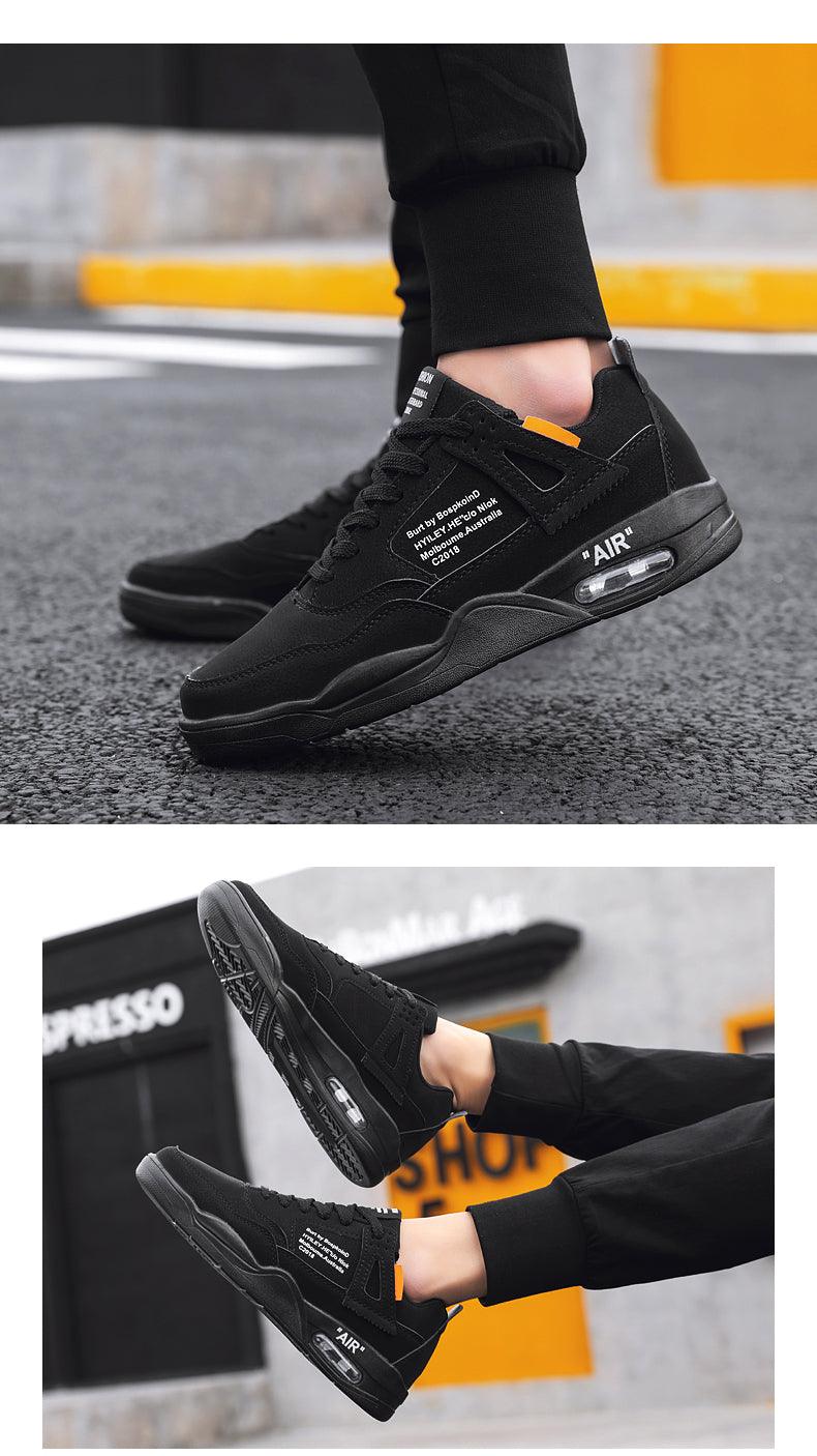 Men's White Casual Leather Fashion Sneakers Air Cushion Trainers