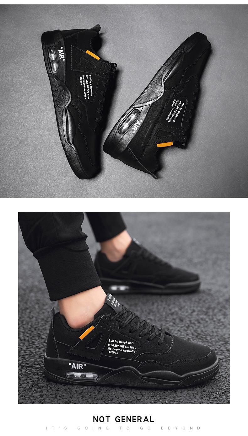Men's White Casual Leather Fashion Sneakers Air Cushion Trainers