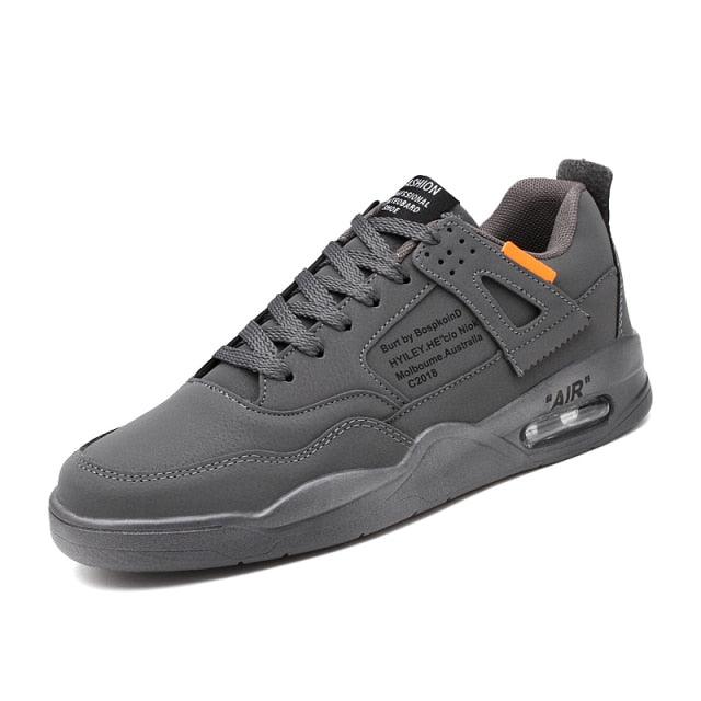 Men's White Casual Leather Fashion Sneakers Air Cushion Trainers