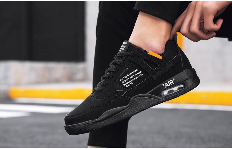 Men's White Casual Leather Fashion Sneakers Air Cushion Trainers