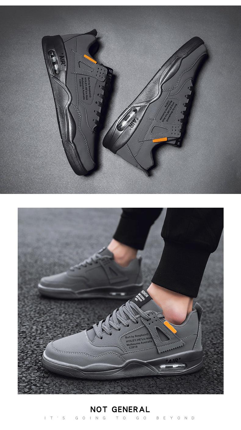 Men's White Casual Leather Fashion Sneakers Air Cushion Trainers