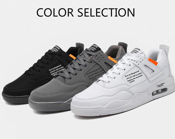 Men's White Casual Leather Fashion Sneakers Air Cushion Trainers