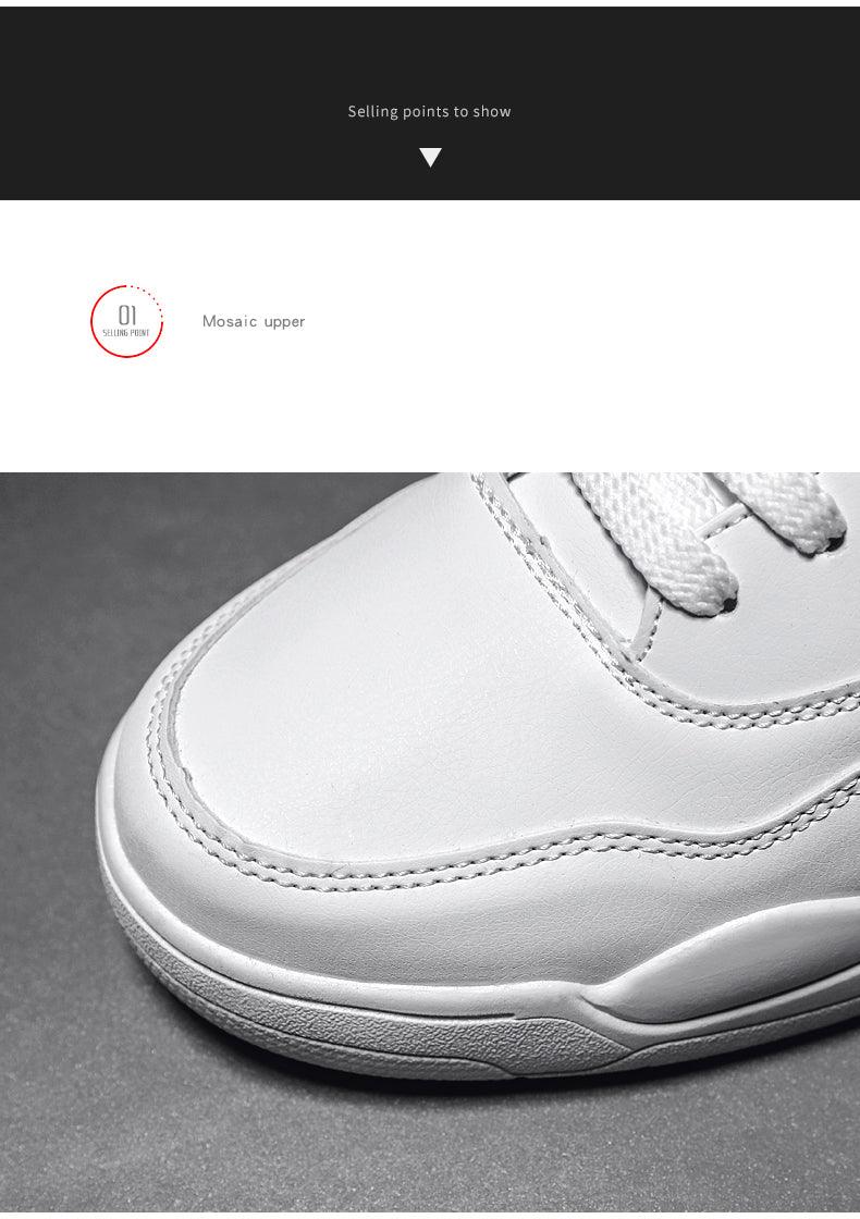 Men's White Casual Leather Fashion Sneakers Air Cushion Trainers