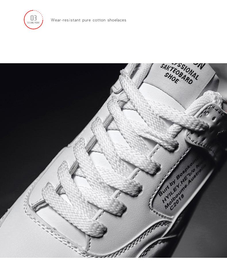 Men's White Casual Leather Fashion Sneakers Air Cushion Trainers