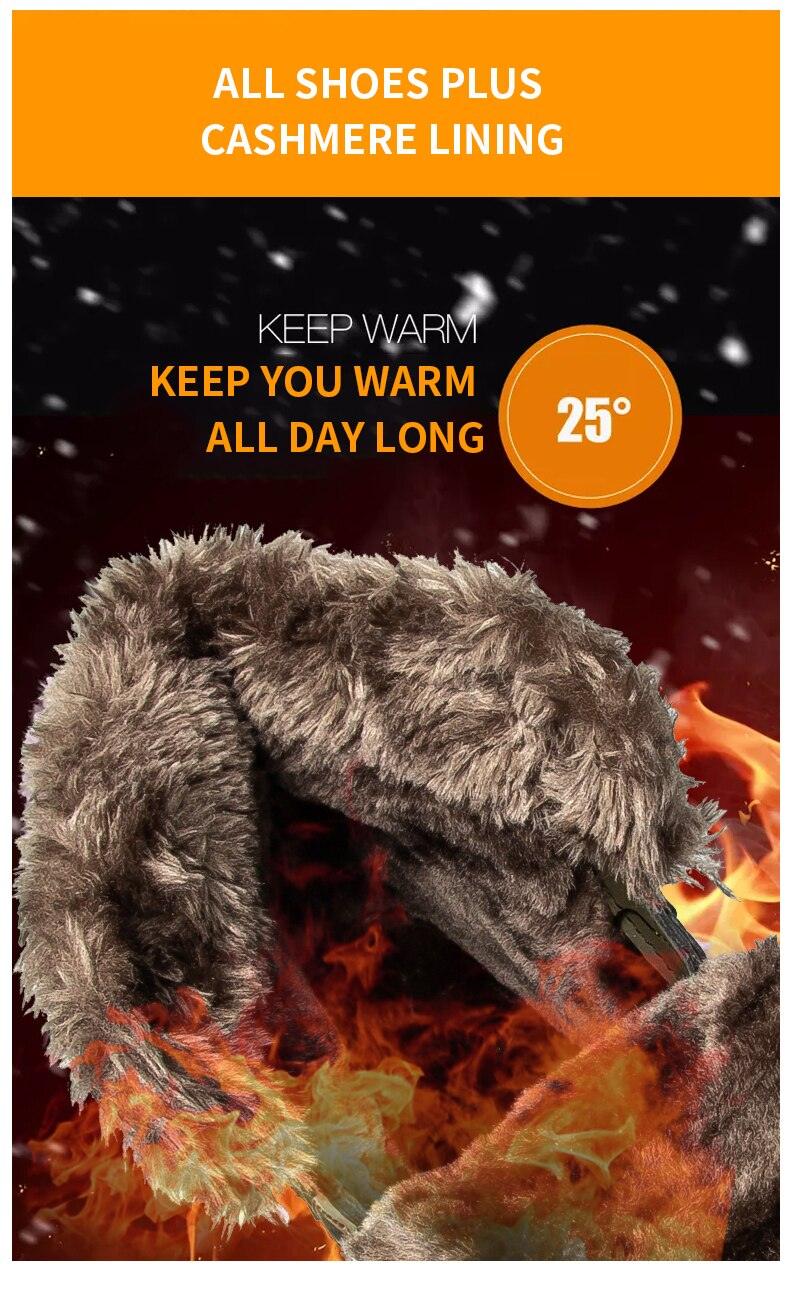 Men Waterproof Leather Winter Snow Boots with Warm Fur Lining