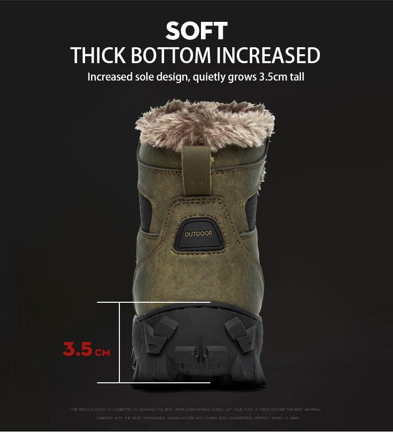 Men Waterproof Leather Winter Snow Boots with Warm Fur Lining