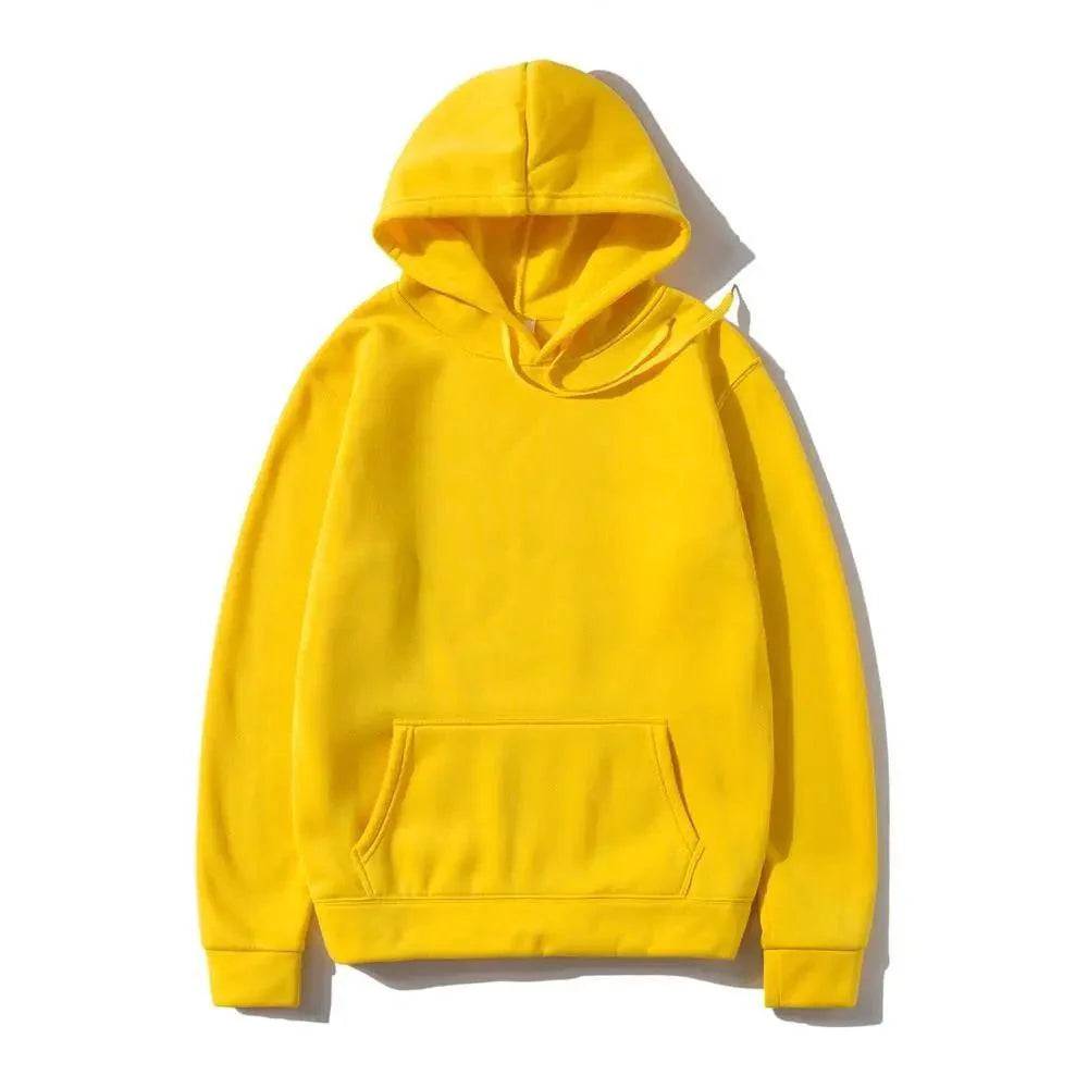 Unisex solid color fleece drawstring hoodie with kangaroo pocket