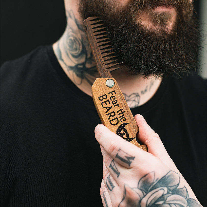 Handcrafted Solid Walnut Wooden Beard Comb for Grooming