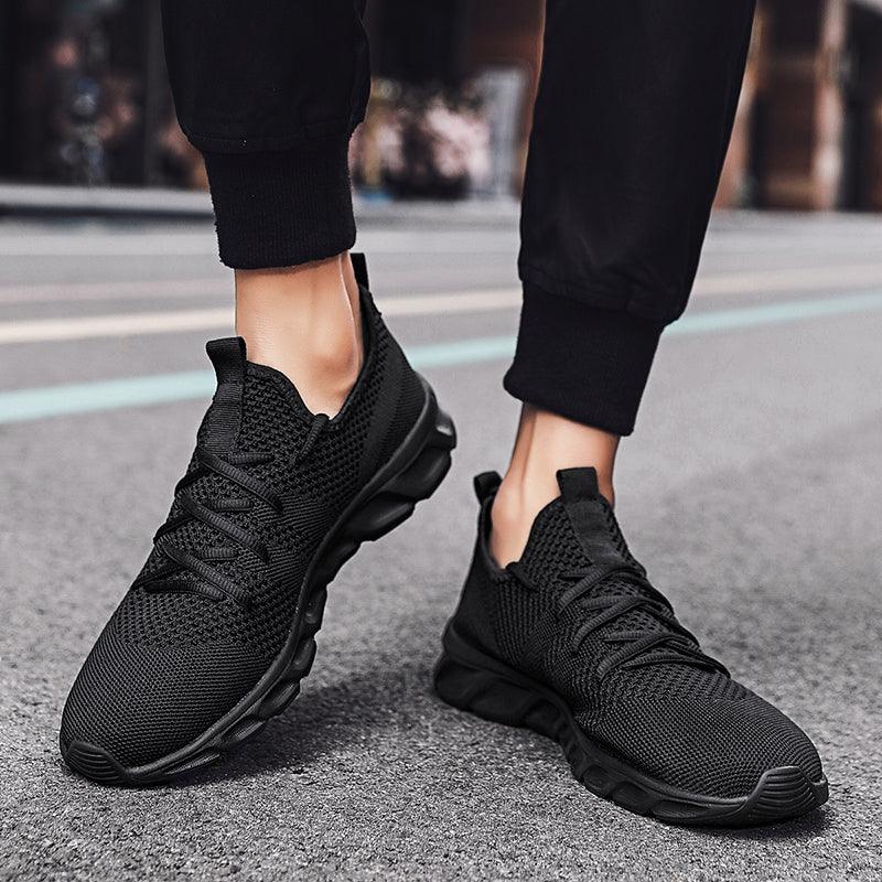 Men's Black Lightweight Mesh Sneakers for Walking and Gym