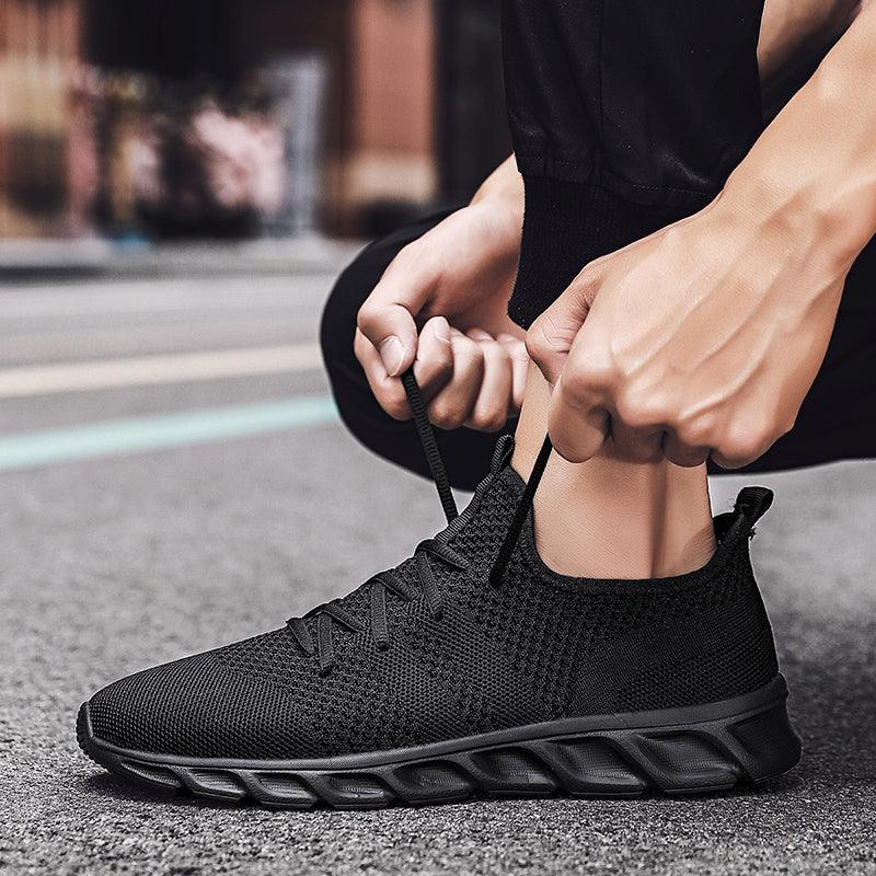 Men's Black Lightweight Mesh Sneakers for Walking and Gym