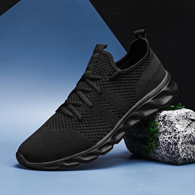 Men's Black Lightweight Mesh Sneakers for Walking and Gym