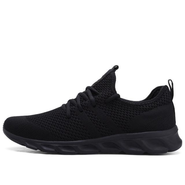 Men's Black Lightweight Mesh Sneakers for Walking and Gym