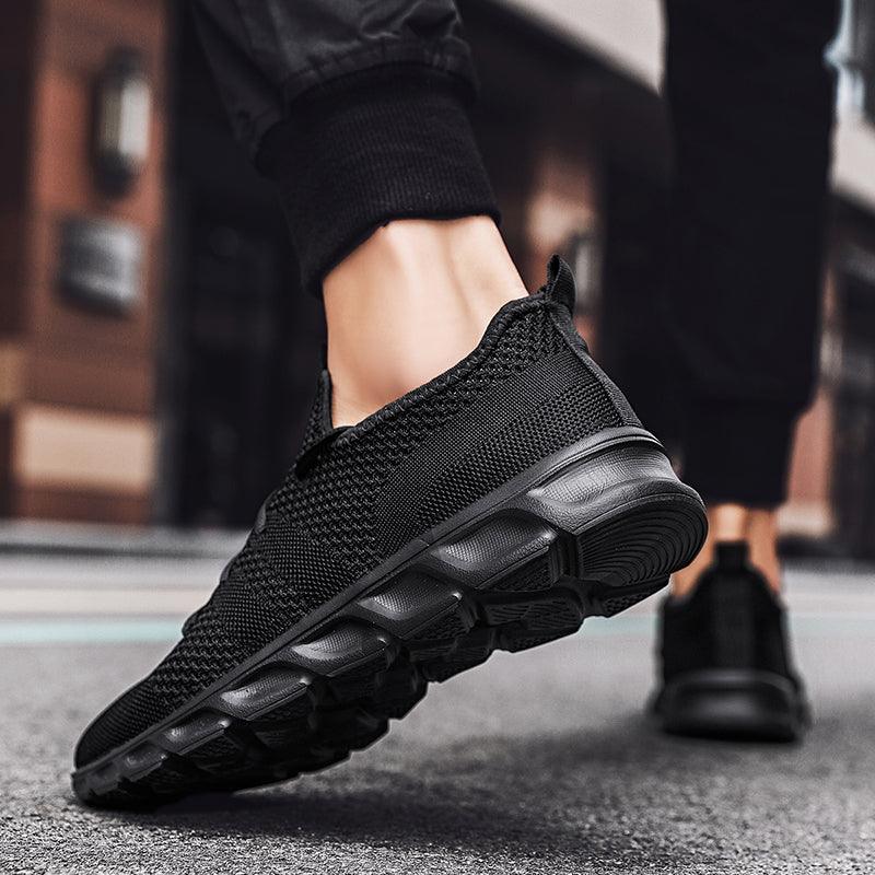 Men's Black Lightweight Mesh Sneakers for Walking and Gym