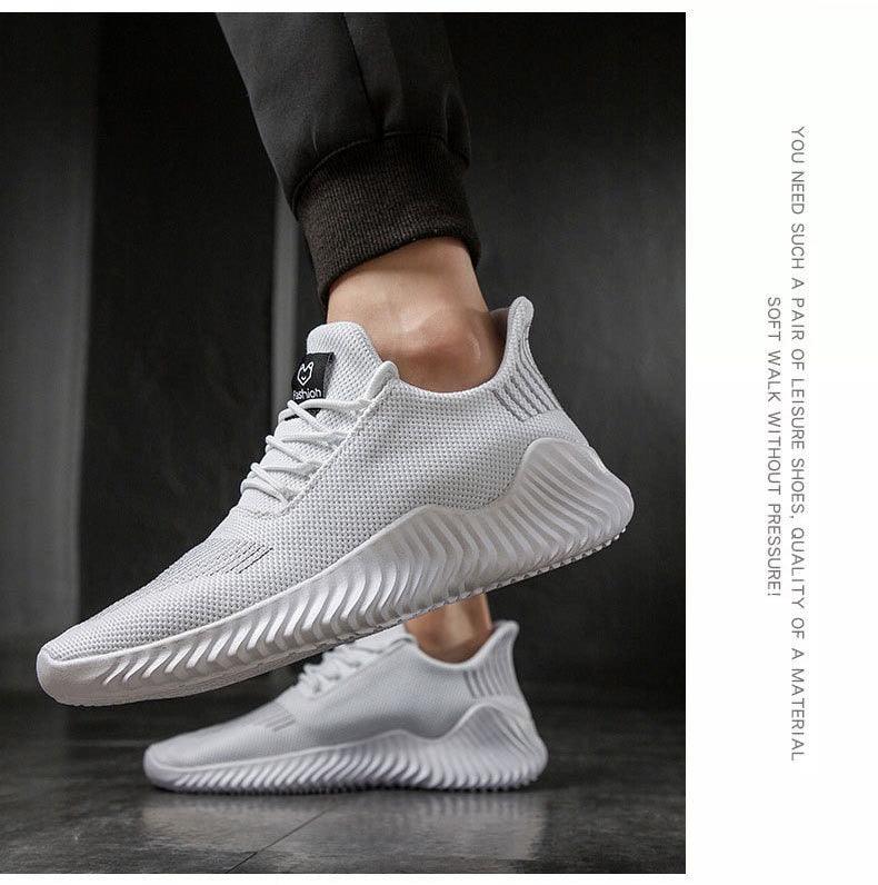 Men's Breathable White Mesh Running Sneakers Lightweight Trainers