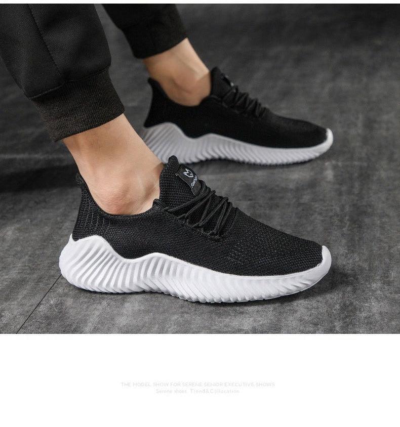Men's Breathable White Mesh Running Sneakers Lightweight Trainers