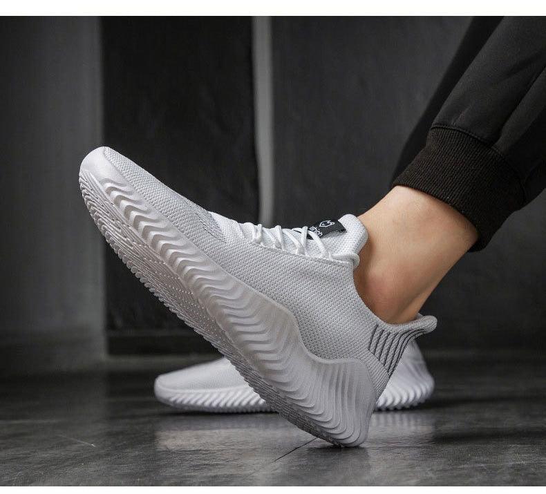 Men's Breathable White Mesh Running Sneakers Lightweight Trainers
