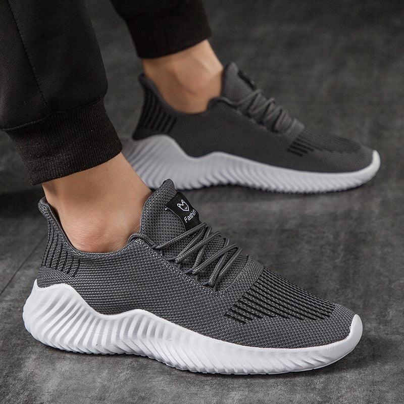 Men's Breathable White Mesh Running Sneakers Lightweight Trainers