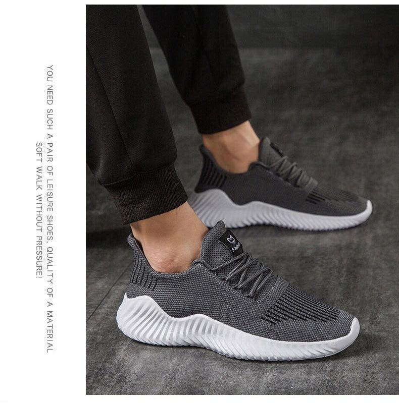Men's Breathable White Mesh Running Sneakers Lightweight Trainers