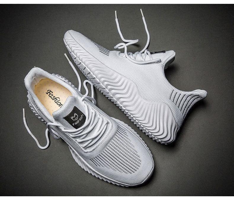 Men's Breathable White Mesh Running Sneakers Lightweight Trainers