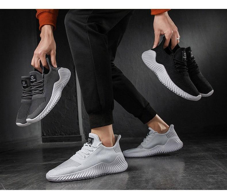 Men's Breathable White Mesh Running Sneakers Lightweight Trainers