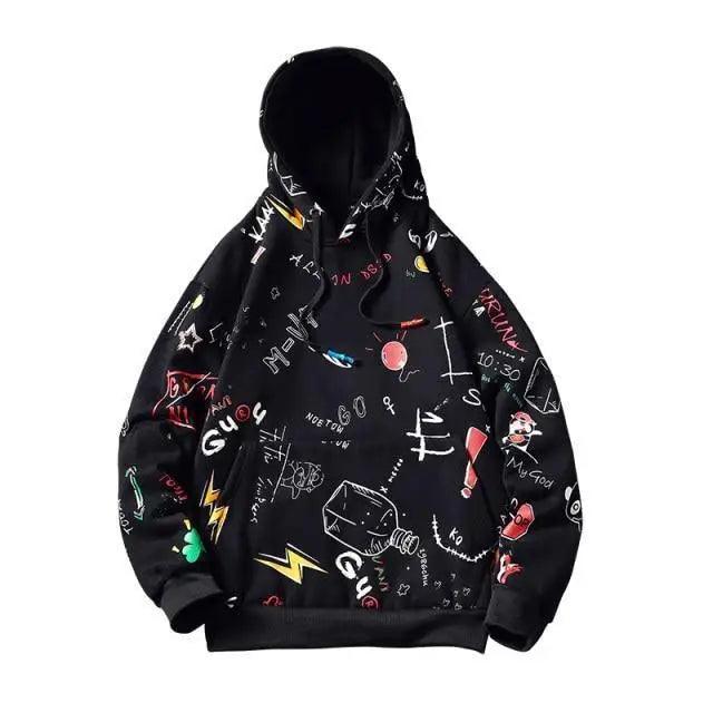 Men's Vintage Yellow Graphic Hoodie Loose Fit Hip Hop Streetwear