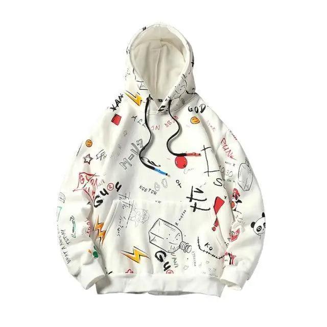 Men's Vintage Yellow Graphic Hoodie Loose Fit Hip Hop Streetwear