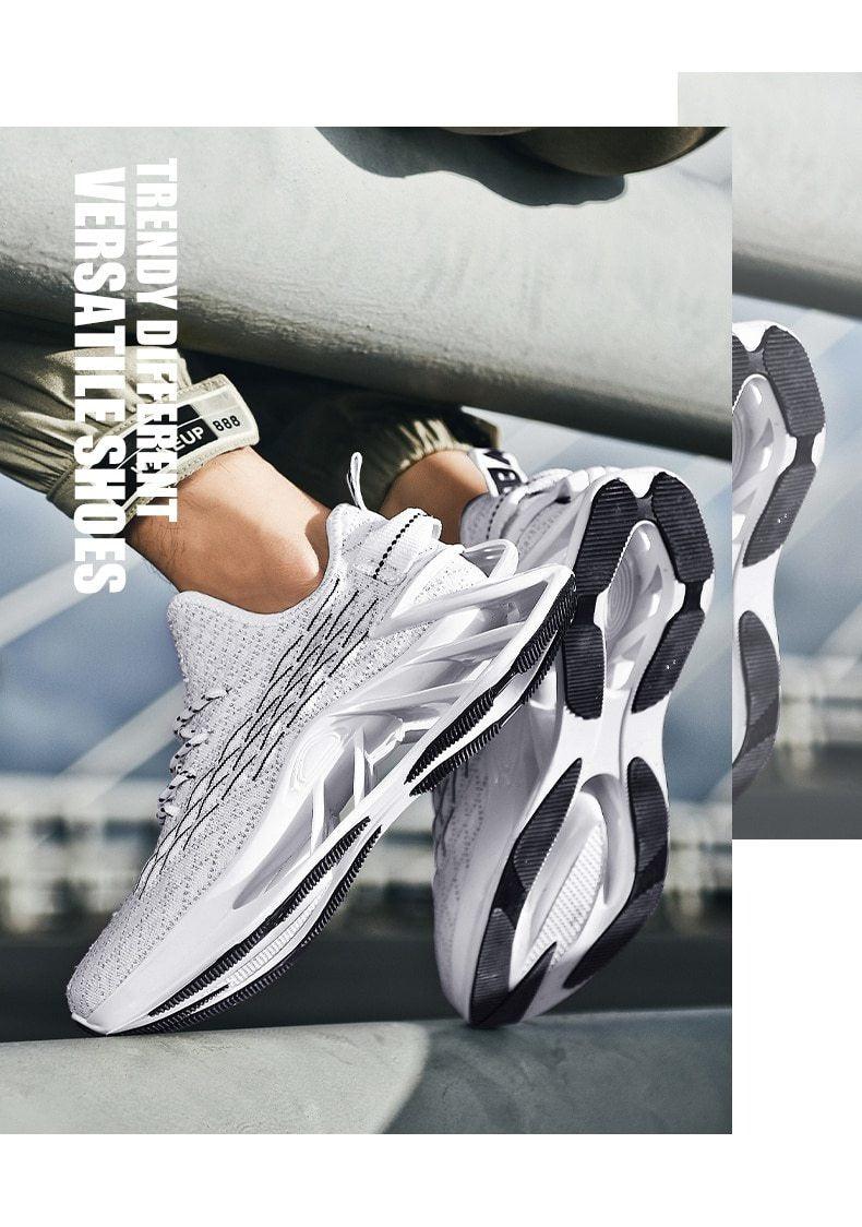 Men's Modern Casual White Race Trainers Breathable Mesh Sneakers