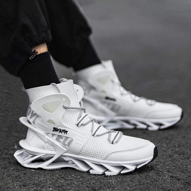 Men's Modern Casual White Race Trainers Breathable Mesh Sneakers