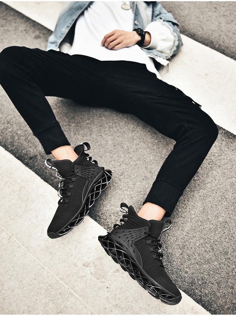 Men's Modern Casual White Race Trainers Breathable Mesh Sneakers