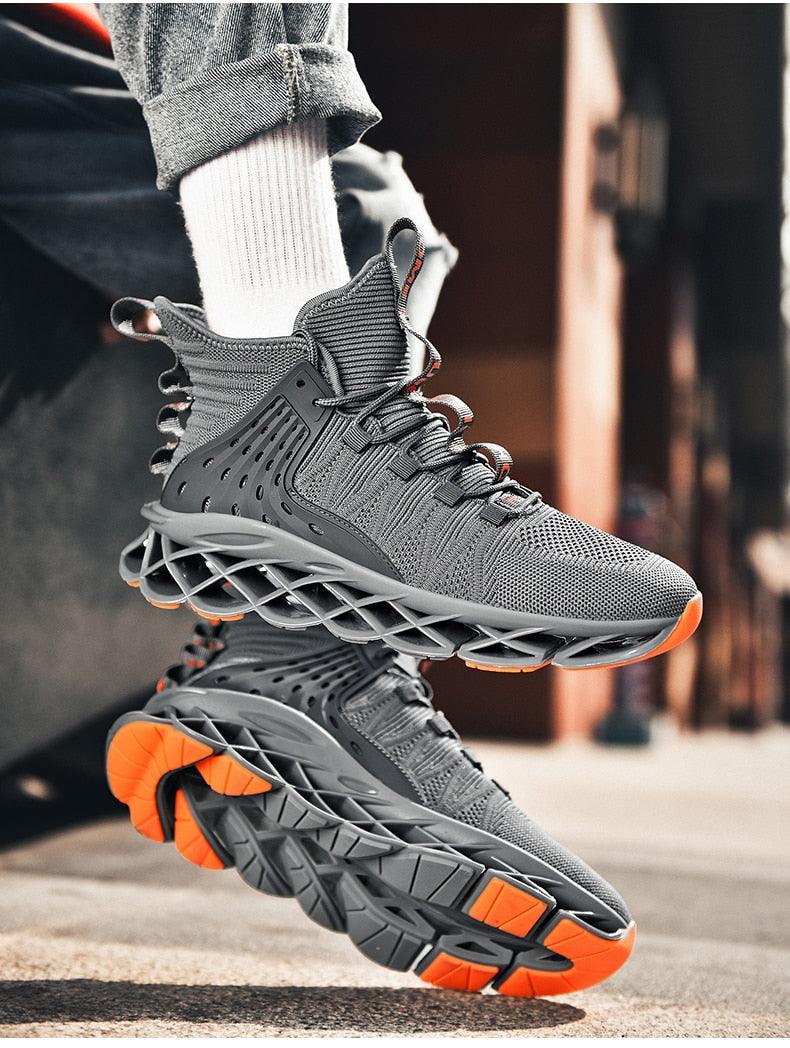 Men's Modern Casual White Race Trainers Breathable Mesh Sneakers