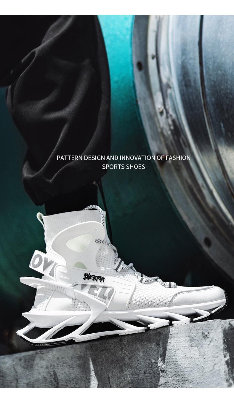 Men's Modern Casual White Race Trainers Breathable Mesh Sneakers