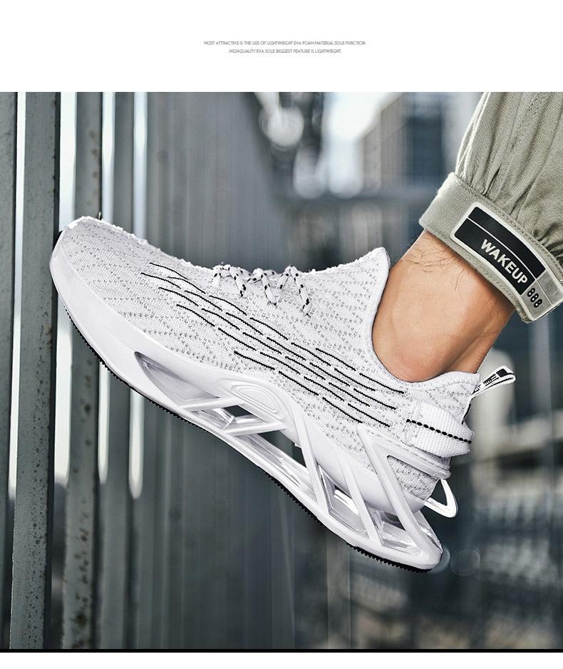 Men's Modern Casual White Race Trainers Breathable Mesh Sneakers