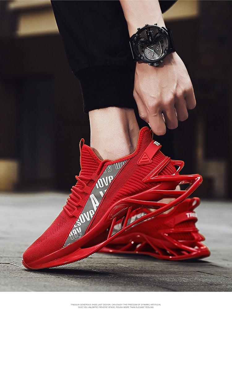 Men's Modern Casual White Race Trainers Breathable Mesh Sneakers