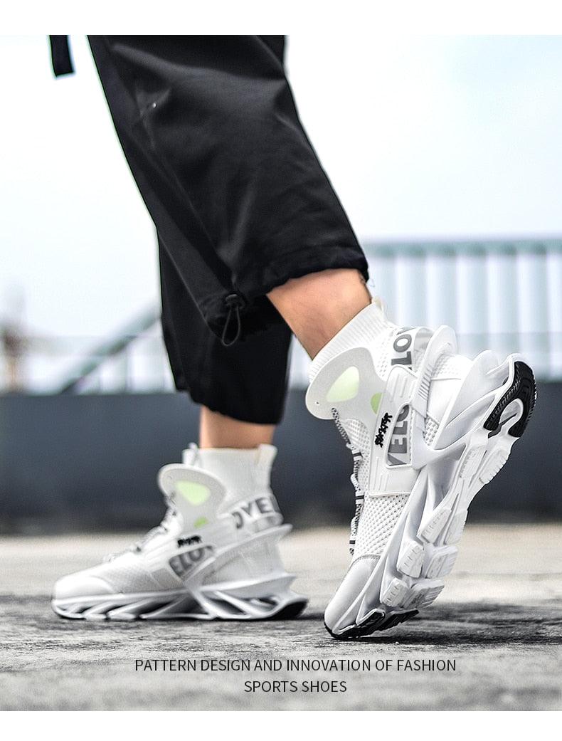 Men's Modern Casual White Race Trainers Breathable Mesh Sneakers