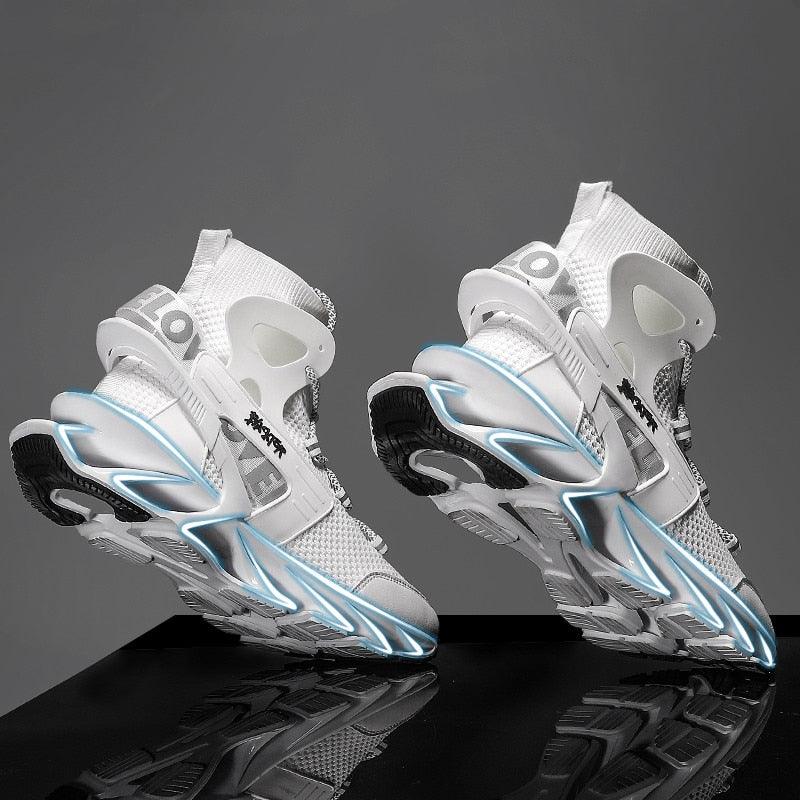 Men's Modern Casual White Race Trainers Breathable Mesh Sneakers