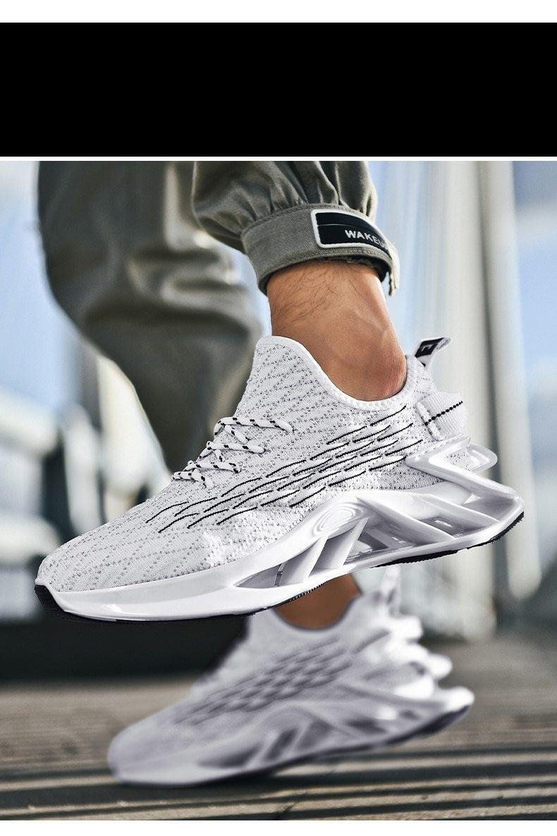 Men's Modern Casual White Race Trainers Breathable Mesh Sneakers