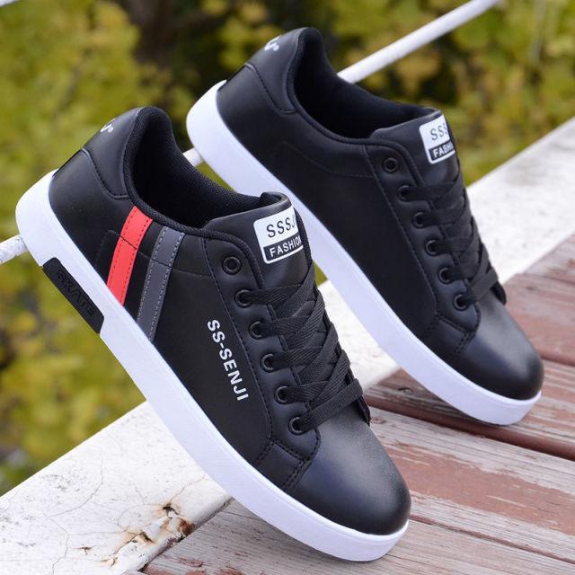 Stevvex men's lightweight white sole casual tennis sneakers side profile