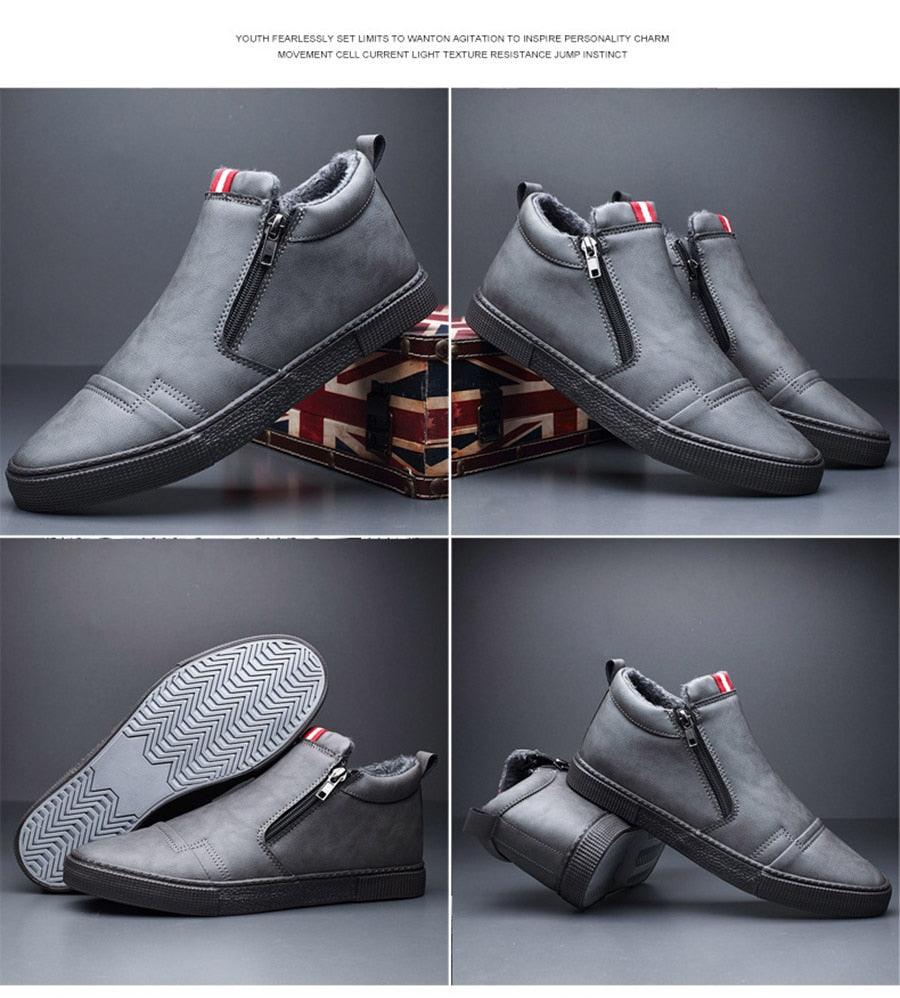 Men's Casual Winter Snow Boots Faux Leather Lined Anti-Slip Shoes