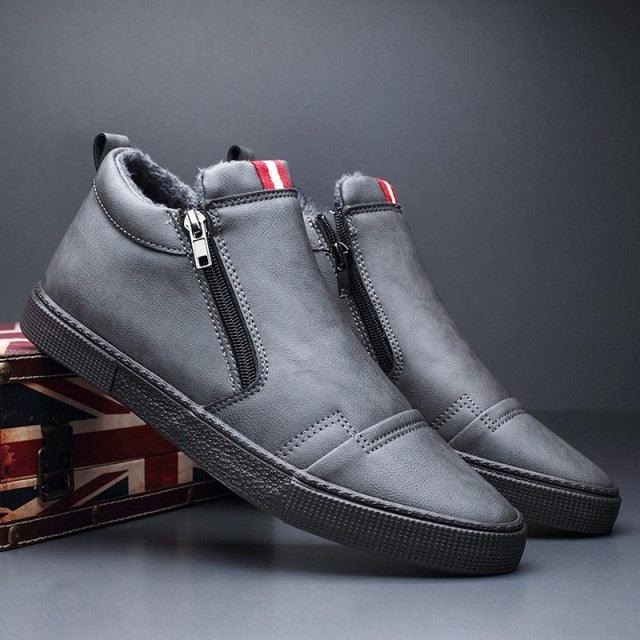 Men's Casual Winter Snow Boots Faux Leather Lined Anti-Slip Shoes