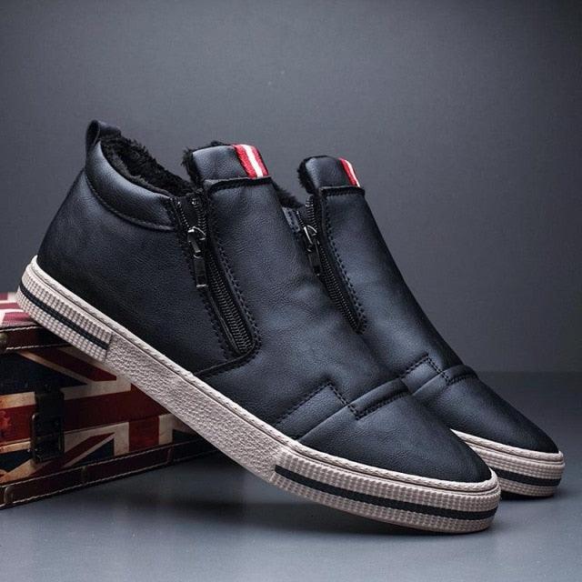 Men's Casual Winter Snow Boots Faux Leather Lined Anti-Slip Shoes