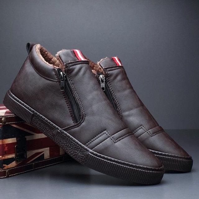 Men's Casual Winter Snow Boots Faux Leather Lined Anti-Slip Shoes
