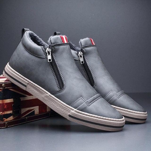 Men's Casual Winter Snow Boots Faux Leather Lined Anti-Slip Shoes