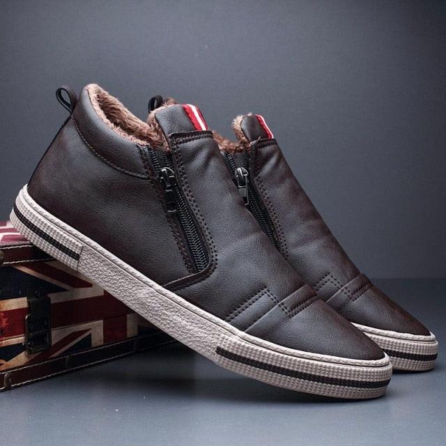 Men's Casual Winter Snow Boots Faux Leather Lined Anti-Slip Shoes