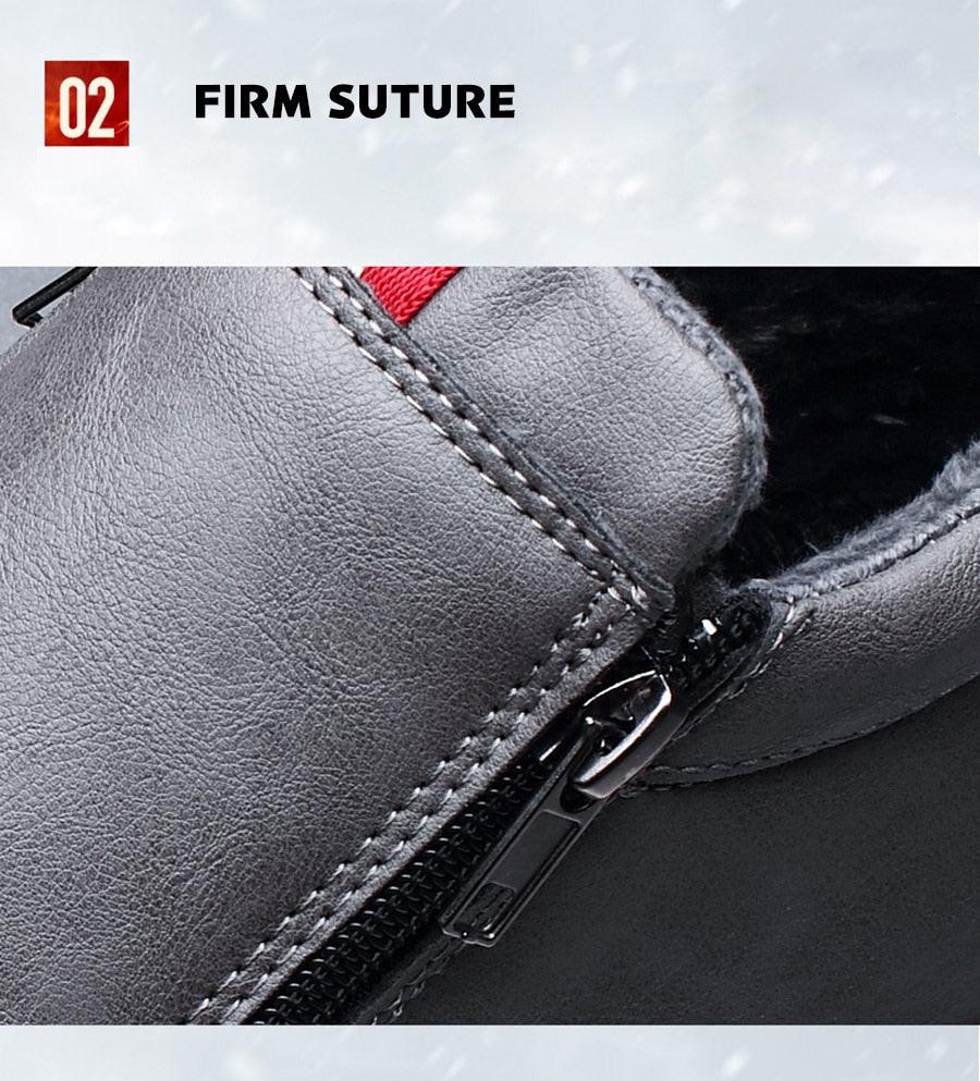 Men's Casual Winter Snow Boots Faux Leather Lined Anti-Slip Shoes