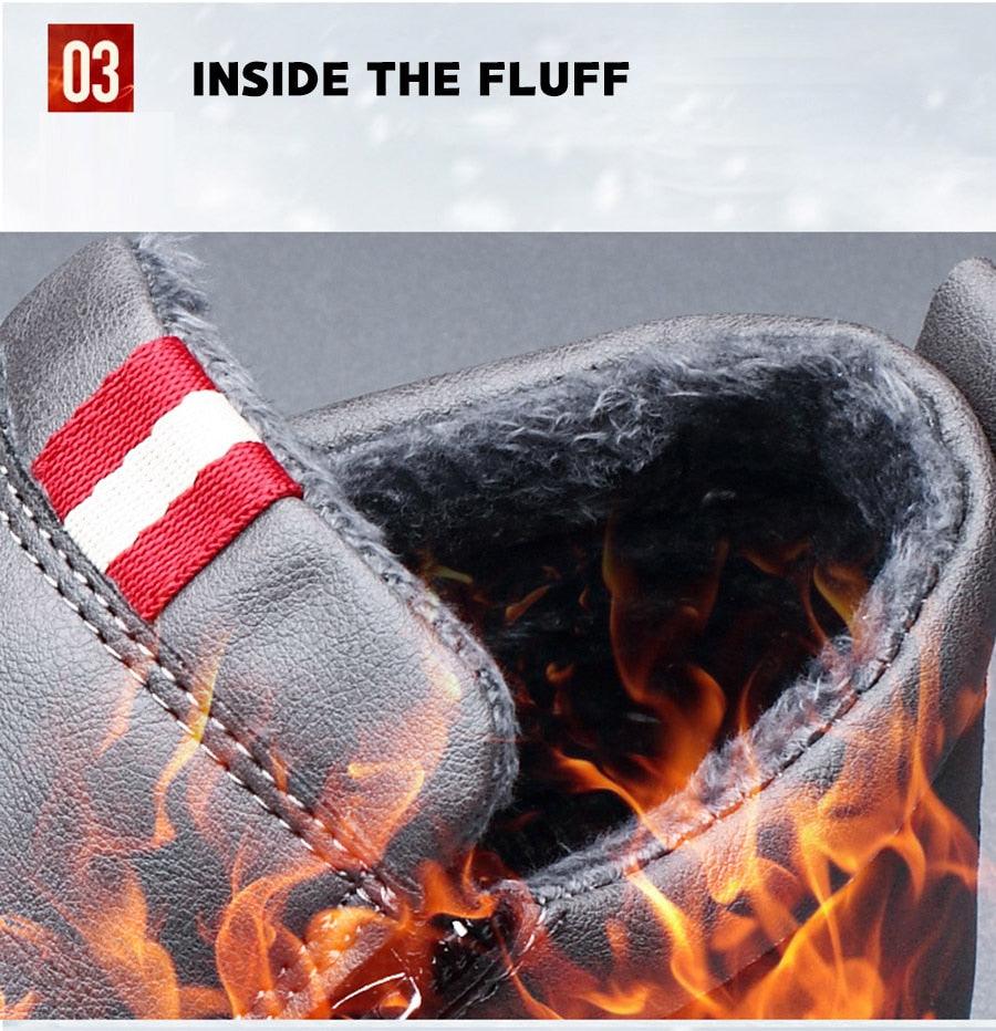 Men's Casual Winter Snow Boots Faux Leather Lined Anti-Slip Shoes