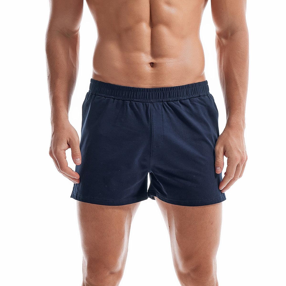 Men's Cotton Lounge Shorts Breathable Elastic Waist Gym Bottoms