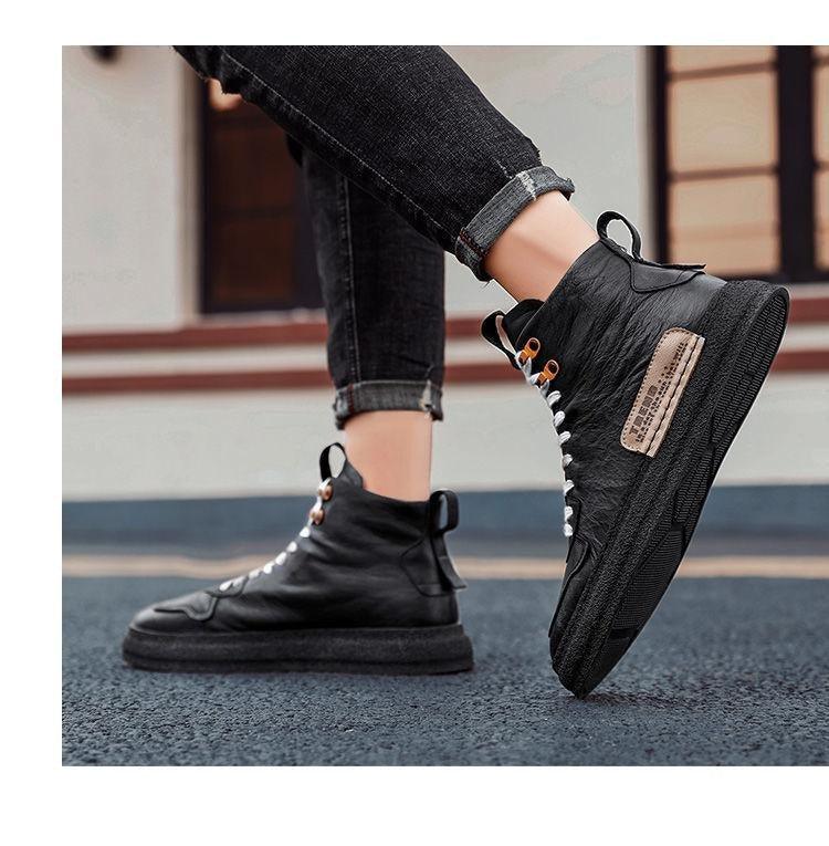 Men’s Leather Urban Streetwear Sneakers – Anti-Slip Walking Shoes