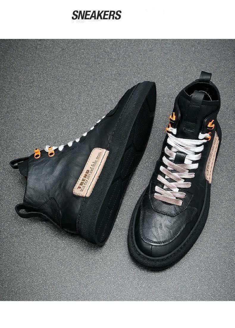 Men’s Leather Urban Streetwear Sneakers – Anti-Slip Walking Shoes