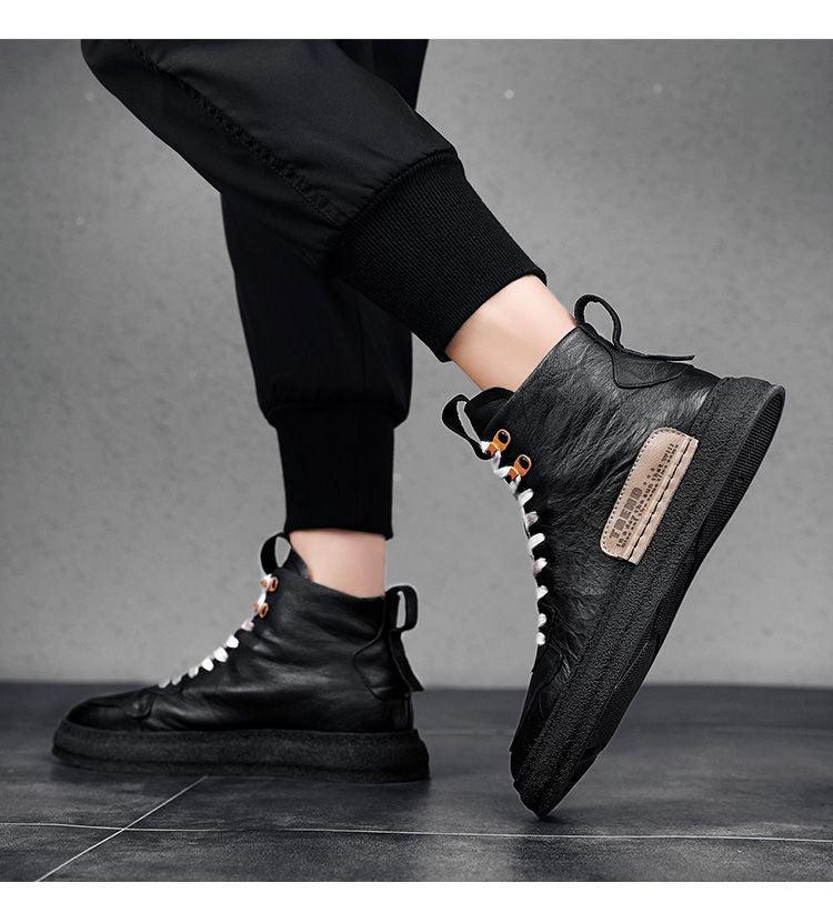 Men’s Leather Urban Streetwear Sneakers – Anti-Slip Walking Shoes