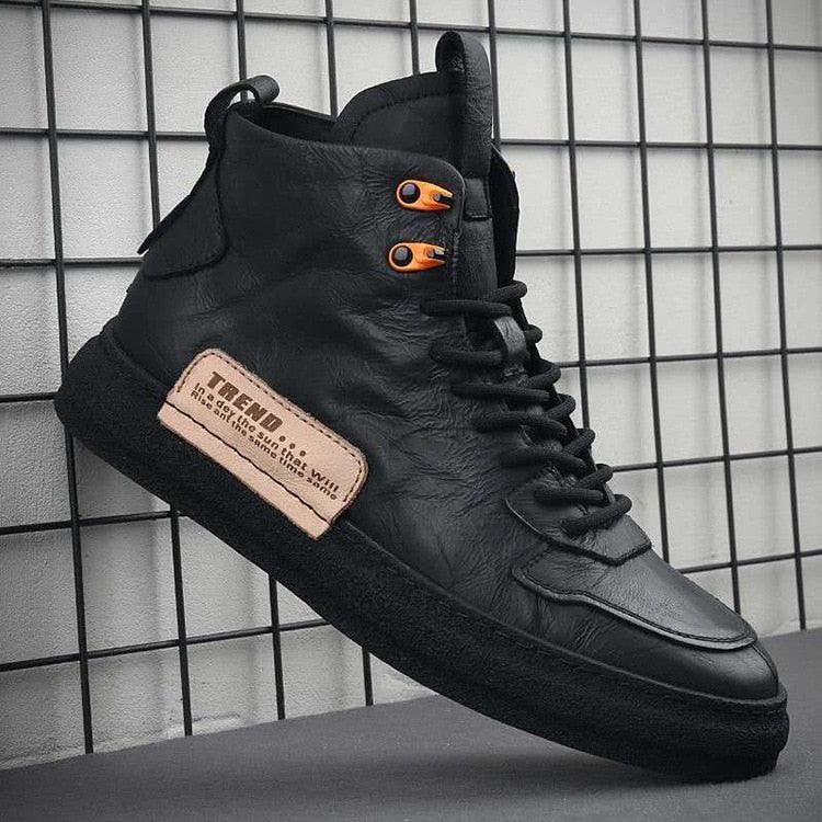 Men’s Leather Urban Streetwear Sneakers – Anti-Slip Walking Shoes